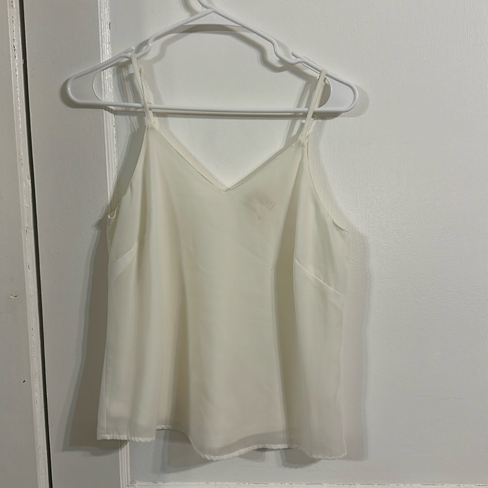 Cream V neck silky smooth spaghetti strap top